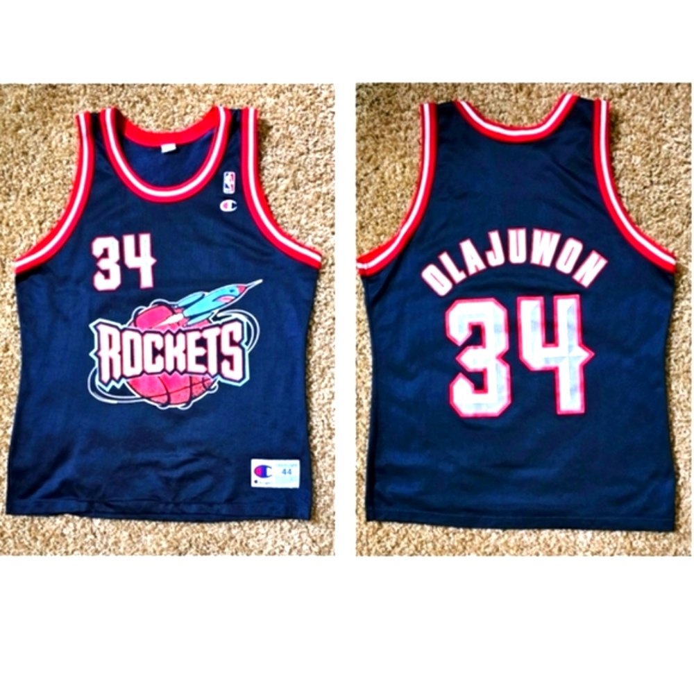 *Vintage 90's Houston Rockets Hakeem Olajuwon Basketball Jersey Size 44